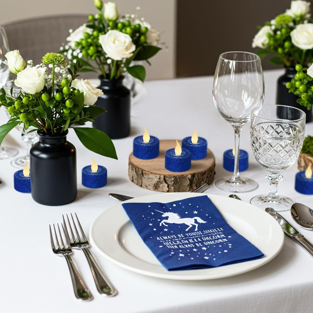 Royal Blue Glitter LED Tealight Candles